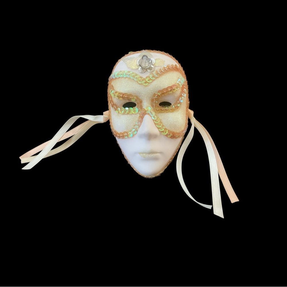 Mardis Gras Ceramic Face Mask UCAGCO 5" Glitter Sequins Decorative Mask